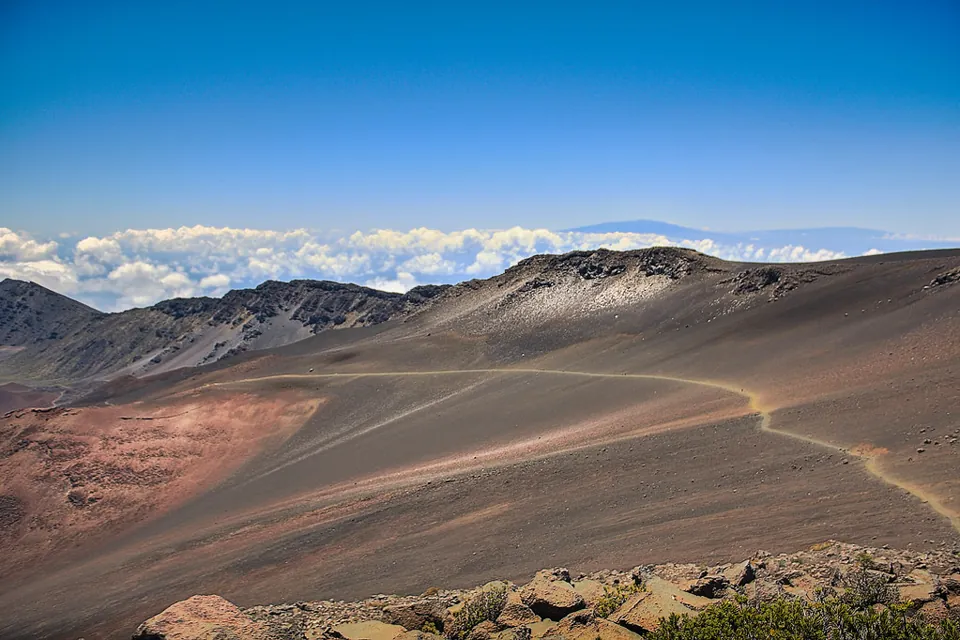 Open volcanic terrain and mountain ridges at Haleakalā, Maui